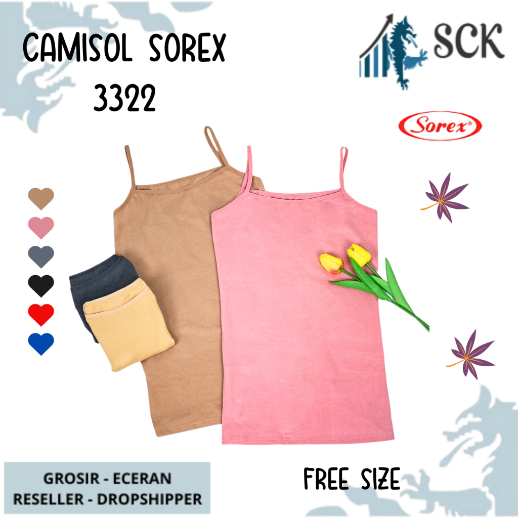 Camisol Tanktop Wanita Sorex 3322 - ATASAN SINGLET / TANKTOP WANITA PANJANG DENGAN TALI KECIL