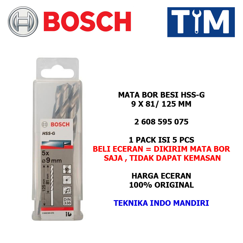 BOSCH Mata Bor Besi 9 MM HSS-G / Metal Drill Bit 9 x 81 / 125 MM
