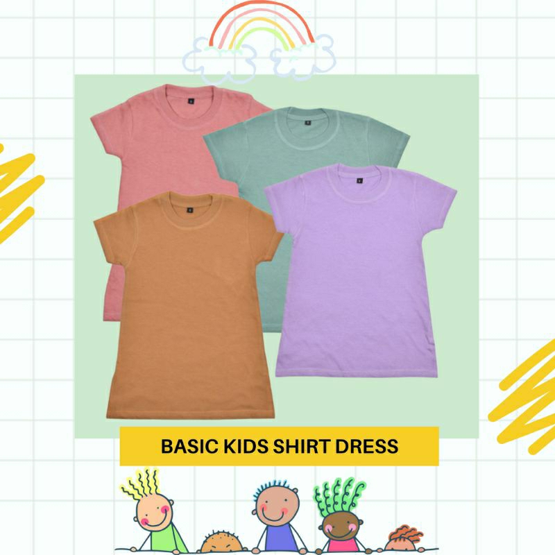 Dress Anak - Basic Shirt Dress - Dress Anak Simple Casual - Dress Kaos Anak - Daster Anak Perempuan 