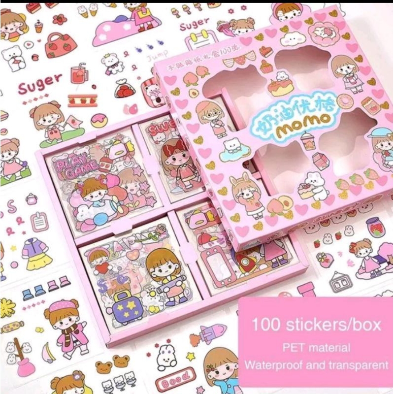 100 LEMBAR STIKER MOTIF KARTUN KOREA LUCU ANTI AIR DEKORASI HANDBOOK