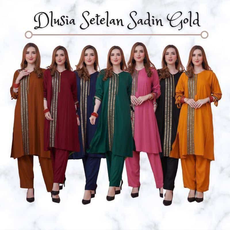 One set Dlusia dress Daster arabian renda dlusia set celana matt rayon