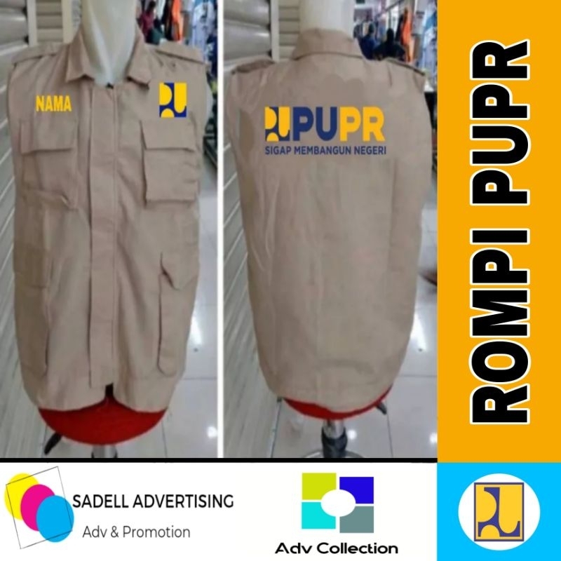 Rompi Kementerian PUPR Rompi Vest PUPR Krem Full Bordir