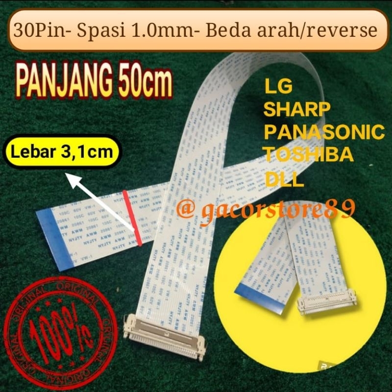 kabel LVDS bolak balik 30 pin 30pin panjang 50cm beda arah bolak balik panjang 50cm pitch spasi 1.0m