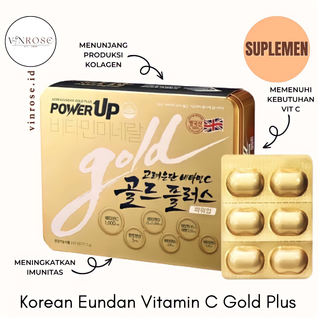 [240 Tablet] Vitamin C Gold Plus Power Up Vit D, Zinc, Multivitamin Korea/ Imunne Booster/ Whitening