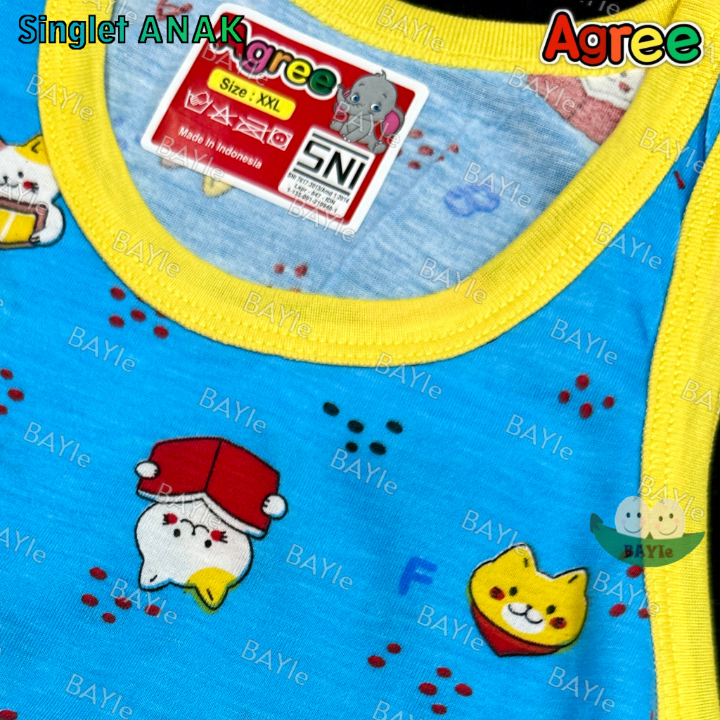 BAYIe - 1 PCS Kaos Singlet/Kutung Bayi/Anak Laki/Perempuan Motif KUCING SG-SM059 AGREE KIDS Size S, M, L, XL, XXL