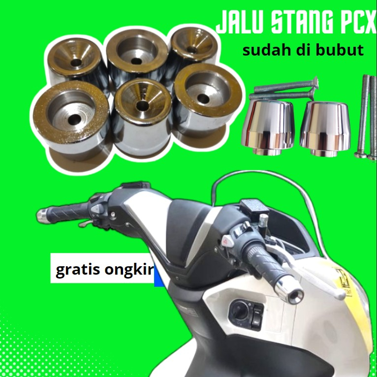 JALU PCX BUBUT VARIO 160 BEAT DELUXE BEAT STREET 2020-2023 GENIO JALU BANDUL STANG UNIVERSAL MODEL PCX WARNA CHROME HARGA SEPASANG JALU STANG END BAR ASLI CNC UNIVERSAL AEROX NMAX BEAT VARIO PCX SCOOPY CBR CB HEREX VIXION GSX NINJA ADV JALU STANG SSH