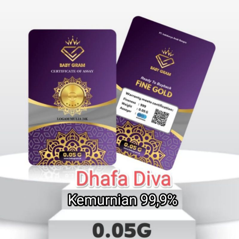 Baby Gram Baby Gold 0.05 0,05 Gram Emas Mini Gold Logam Mulia 24 Karat
