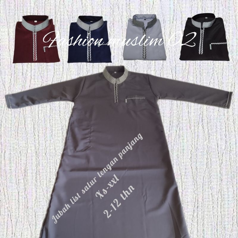 jubah gamis anak list salur/jubah anak 2-12thn