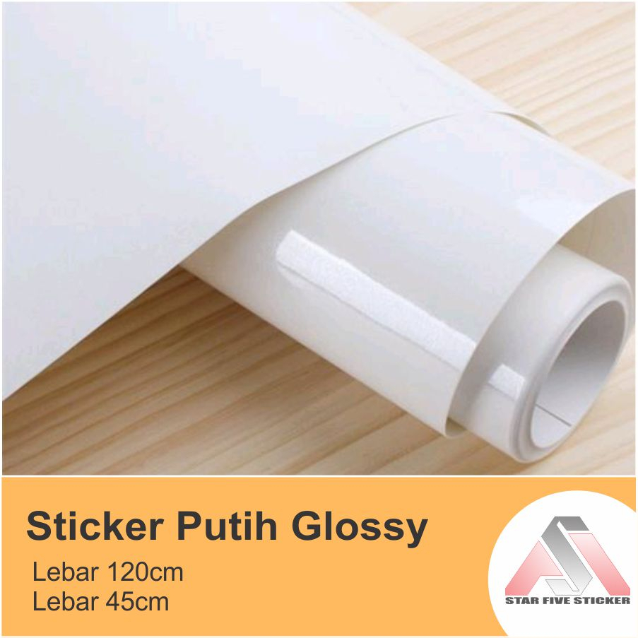 Sticker Stiker Skotlet Motor Putih Polos Glossy Gloss