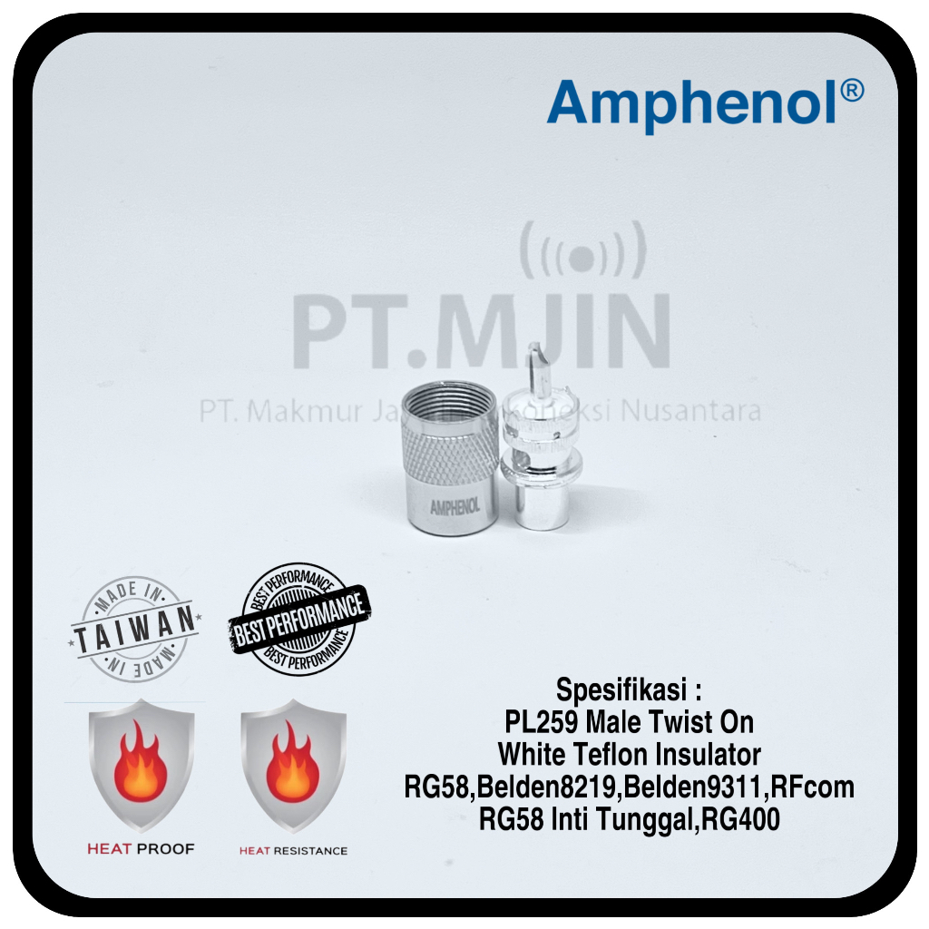 Konektor Pl259 Male Rg58 Amphenol Insulator Teflon Tahan Panas