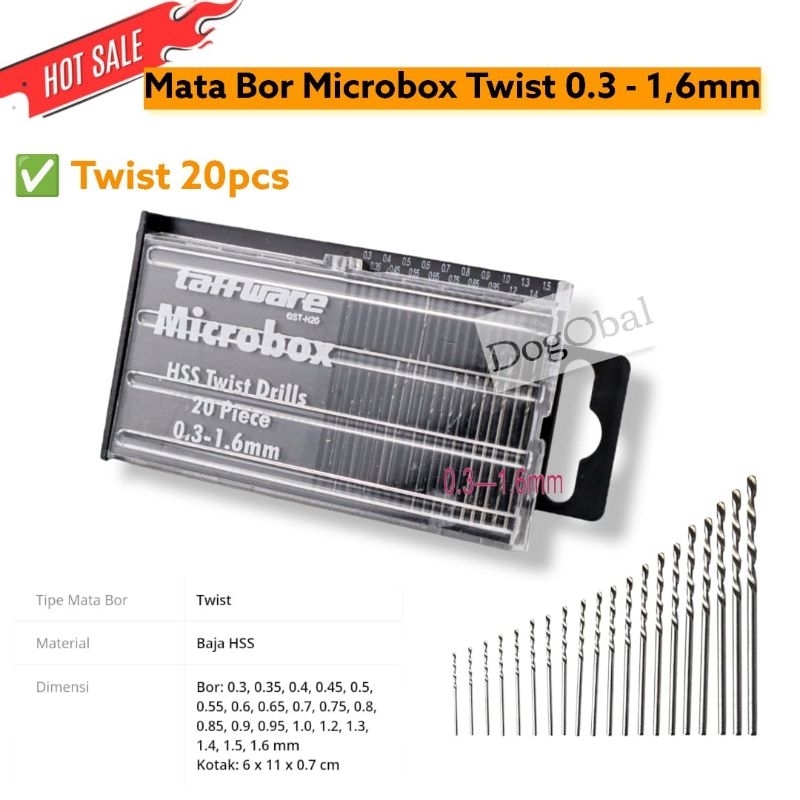 mata bor mini mikrobox Mata bor hss mini microbox set 0,3mm 1mm Mata bor twist