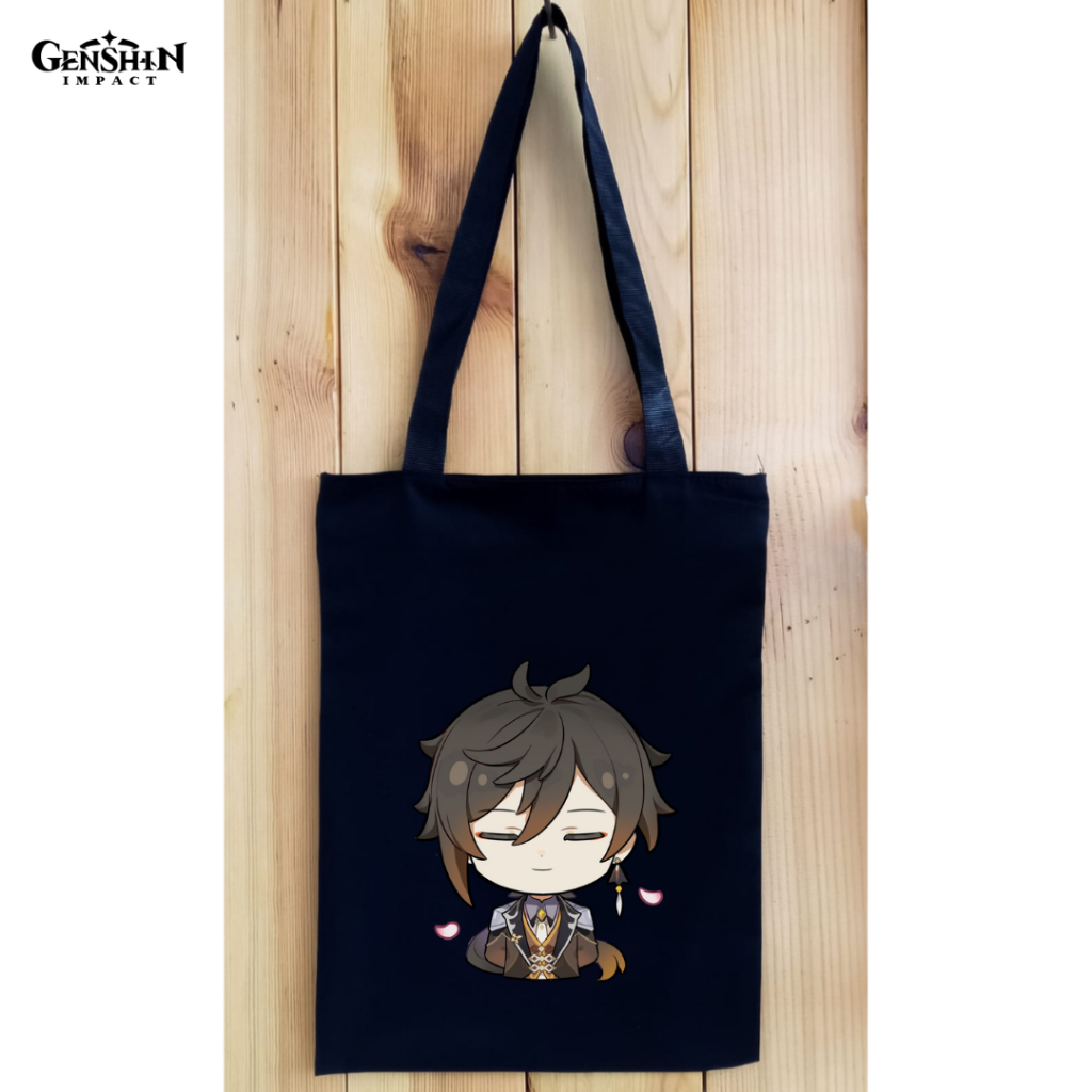 Totebag DTF Genshin Impact Resleting tas tote bag kuliah kampus bahan kain drill premium || Kiiyoomii ||