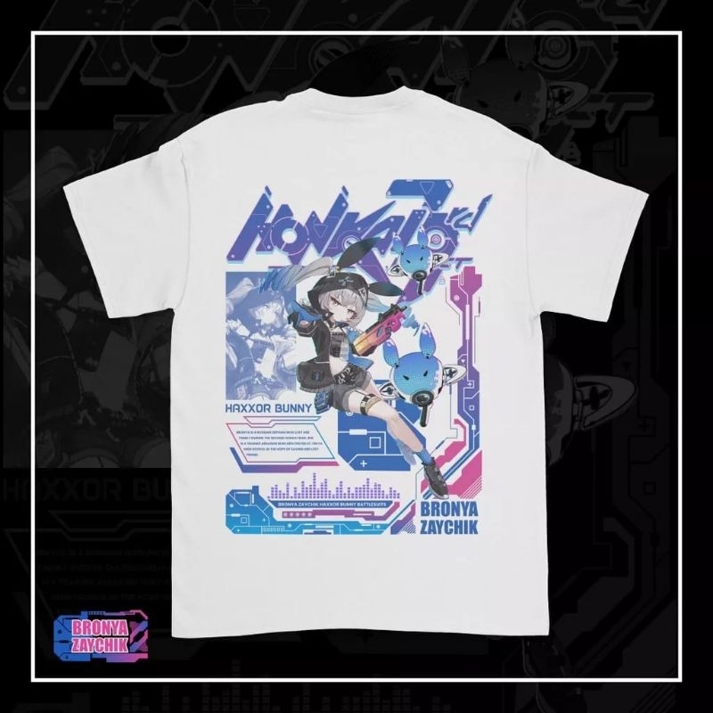 Kaos Game Honkai Impact Bronya Zhaychik Haxxor Bunny / Kaos Anime / Kaos Kata / Kaos Pria
