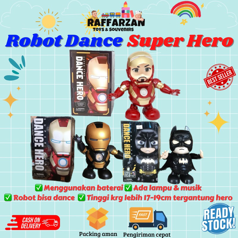 Mainan Anak Robot Dance Superhero Super Hero Mainan Anak Robot Joget Dance Hero Avengers Dance