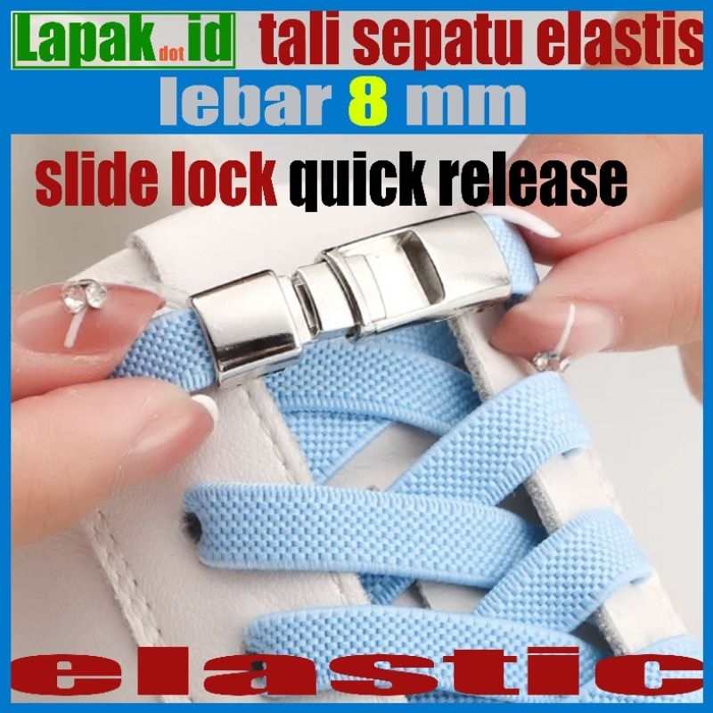 lazy elastic no tie shoelace flat tali sepatu lebar metal lock