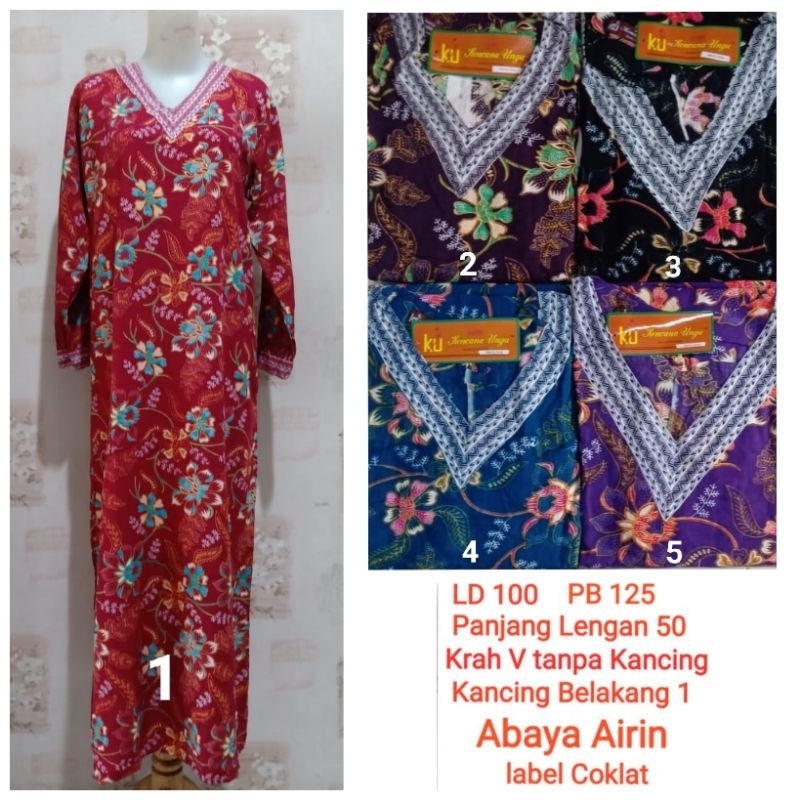 Longdres Abaya Airin LD 100 cm PB 125 cm Kencana Ungu label coklat