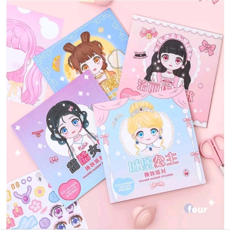 

Buku stiker ganti muka, activity sticker book princess, buku stiker anak