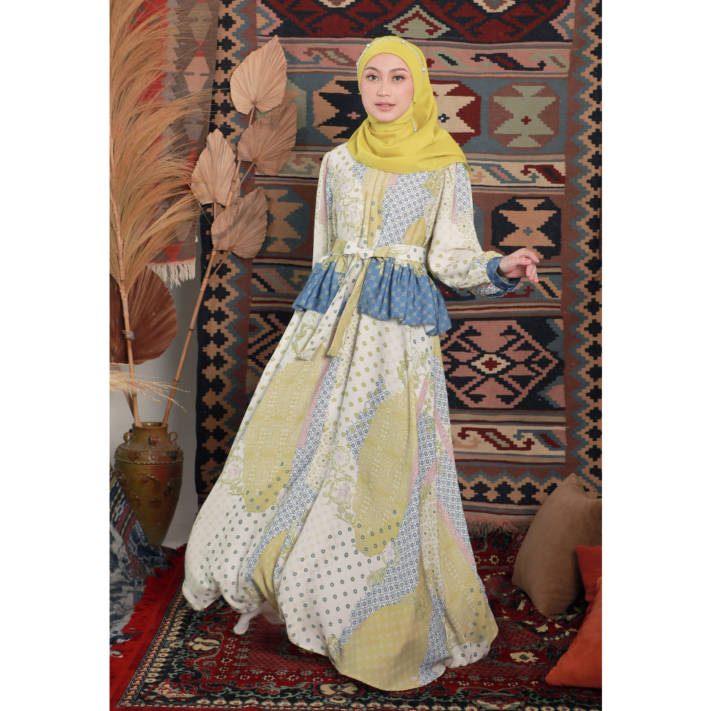 ZOYA Tarmanela Dress Green - Baju Pakaian Muslim Wanita Dress Gamis Wudhu Busui Friendly