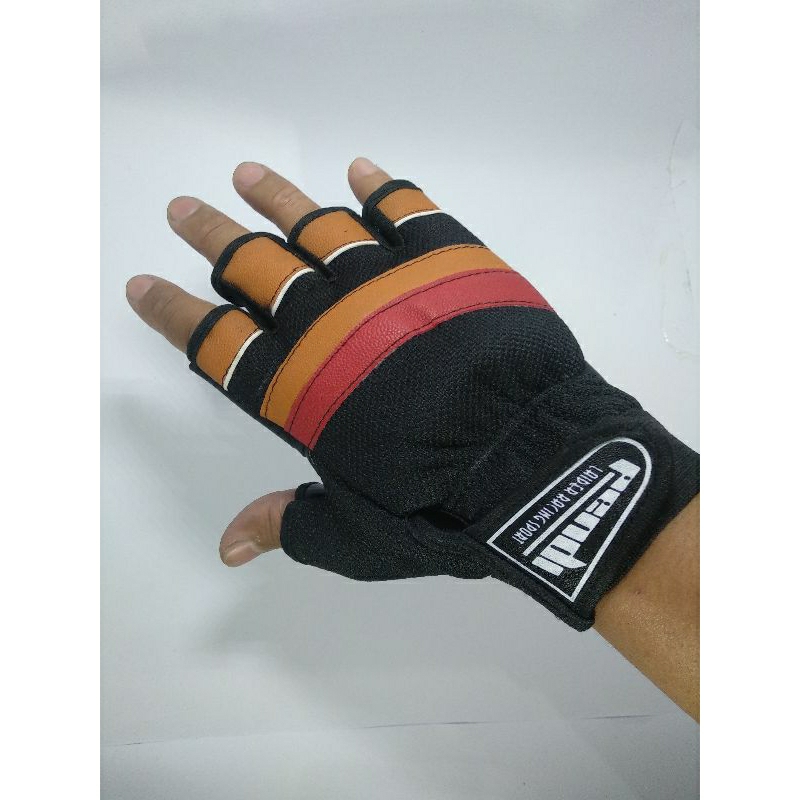 sarung tangan motor grip leather satomo half finger pria kulit