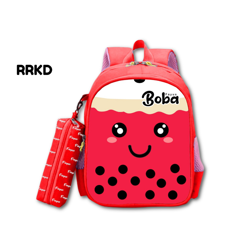 Tas Ransel Sekolah Anak Perempuan Laki Laki TK SD Anti Air Motif Karakter Boba Raarkids