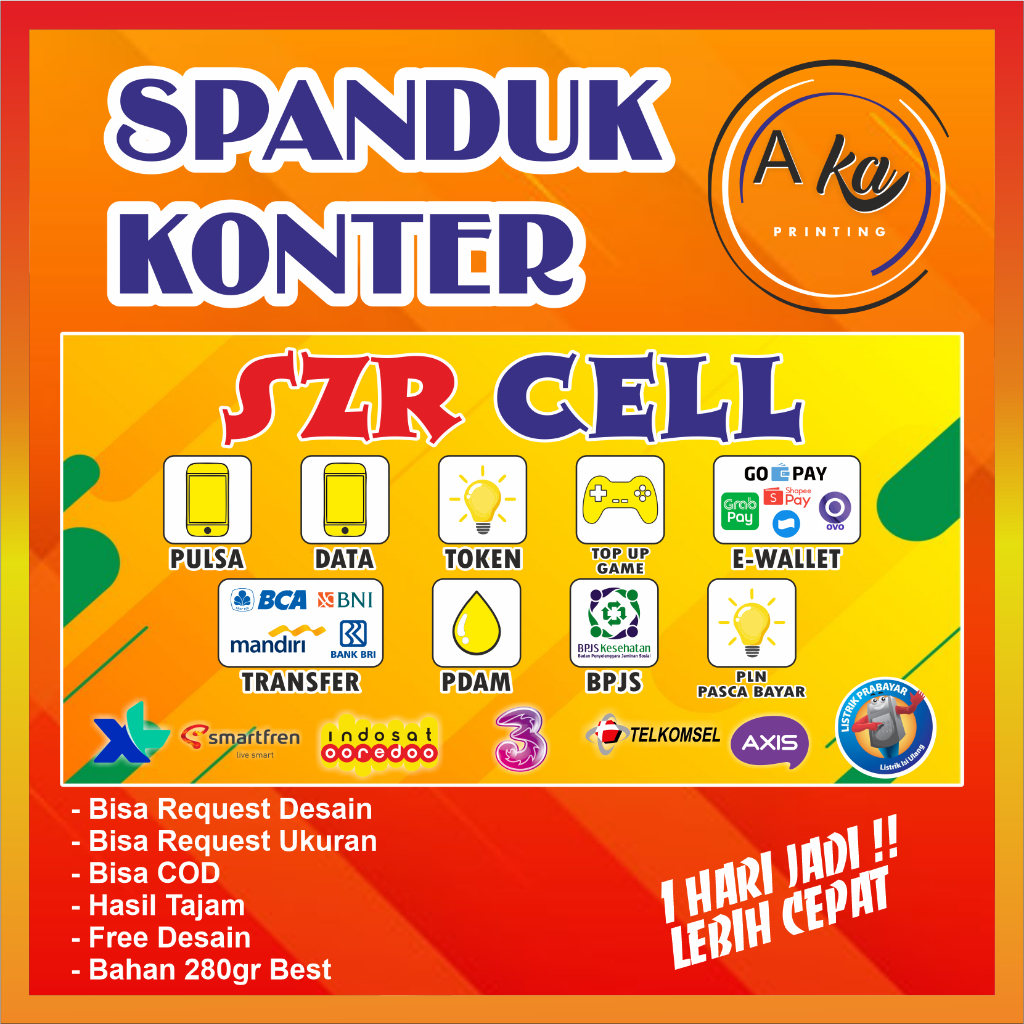 AKA PRINTING/cetak spanduk konter/banner agen pulsa/bisa request