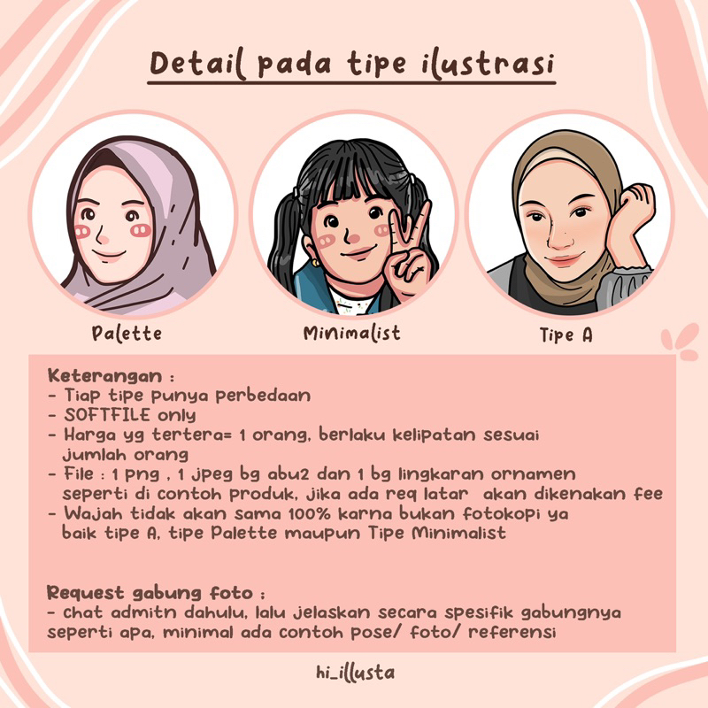 ilustrasi digital  TIPE PALETTE / ilustrasi wajah / ilustrasi murah/ kartun wajah / vektor / edit foto murah/ jasa edit