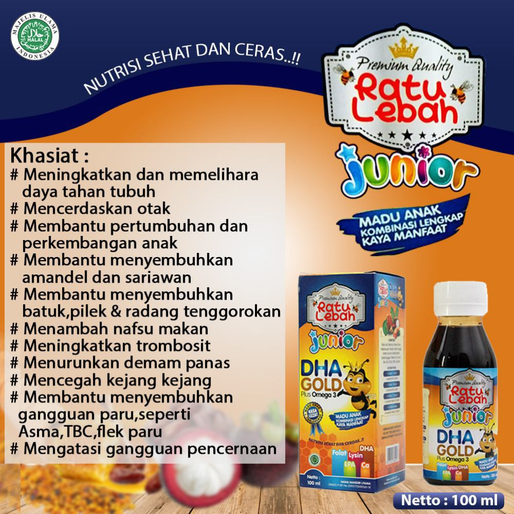 [BPOM] Madu Anak Ratu Lebah Junior DHA D&amp;A  Gold 150gr  / Madu Nafsu Makan Anak / Madu Anak / MY MOM