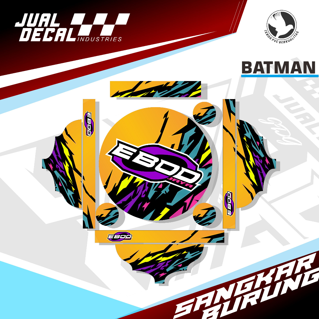 Stiker Decal Tebok Lovebird EBOD Color Sangkar Batman Kandang Bulat Love Bird Bisa Custom Variasi Ga