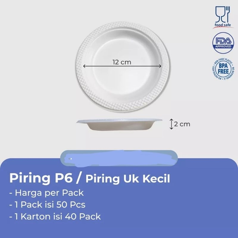 PIRING PLASTIK KECIL P6  PIRING PLASTIK PUTIH SUSU UKR KECIL ISI 50pcs