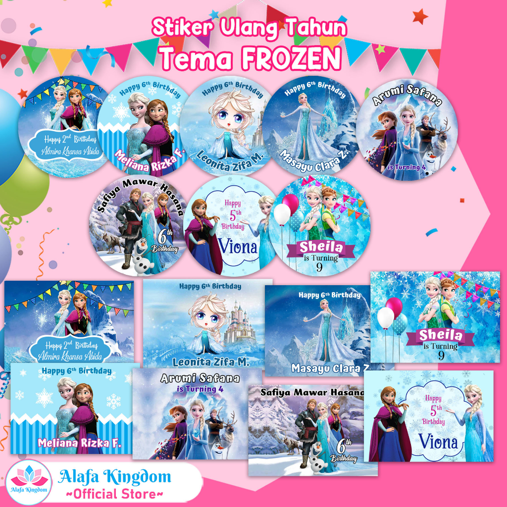 

[alafakingdom] Stiker Ultah Ulang Tahun FROZEN | Stiker Label Ulang Tahun Birthday Custom