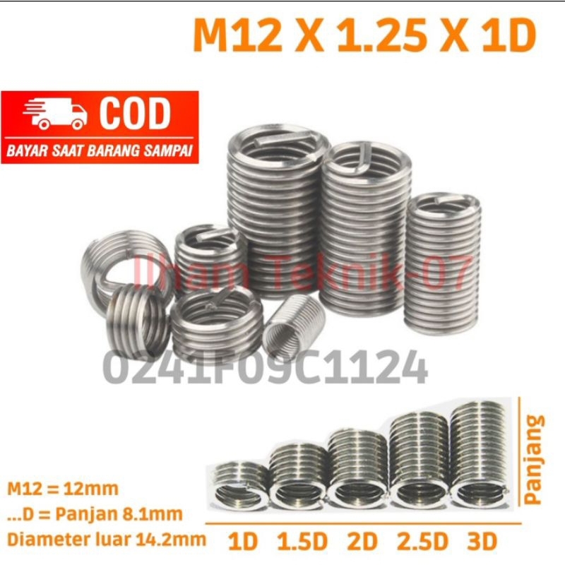 Recoil helicoil verbos m12x1.25 1d isi recoil drat baut 17