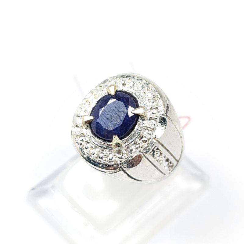 CINCIN BATU PERMATA BERSERTIFIKAT NATURAL BLUE SAPHIER MADAGASCAR KODE 02526