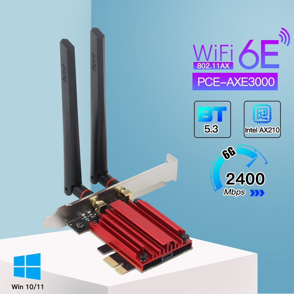 Intel WiFi 6E AX210 5374Mbps Tri-band 2.4G/5G/6Ghz Wireless PCI-E Bluetooth 5.3