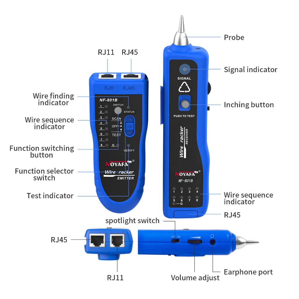 NOYAFA NF-801 Kabel LAN Tester Network &amp; Wire Tracker POE Line Cable Scanning power