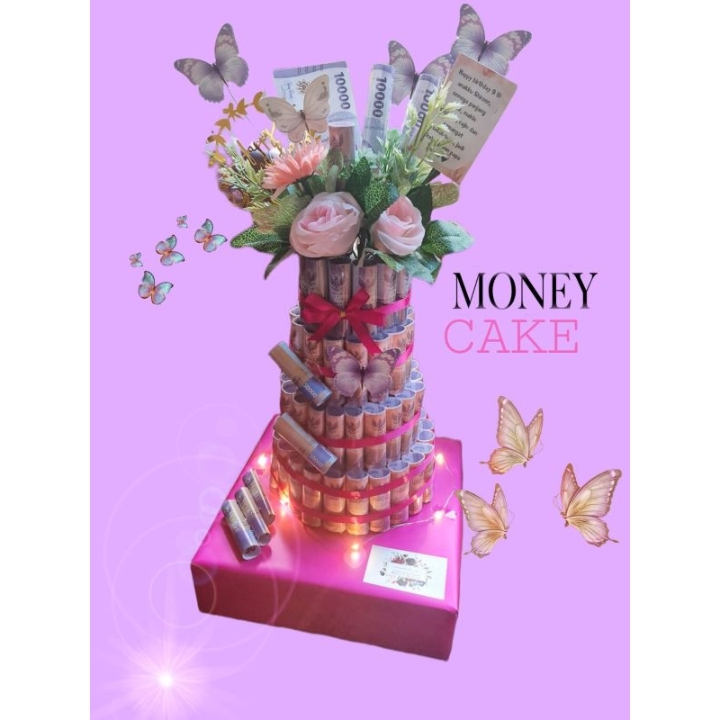 Money cake,kue uang,hadiah ultah, kado jogja Money Tower