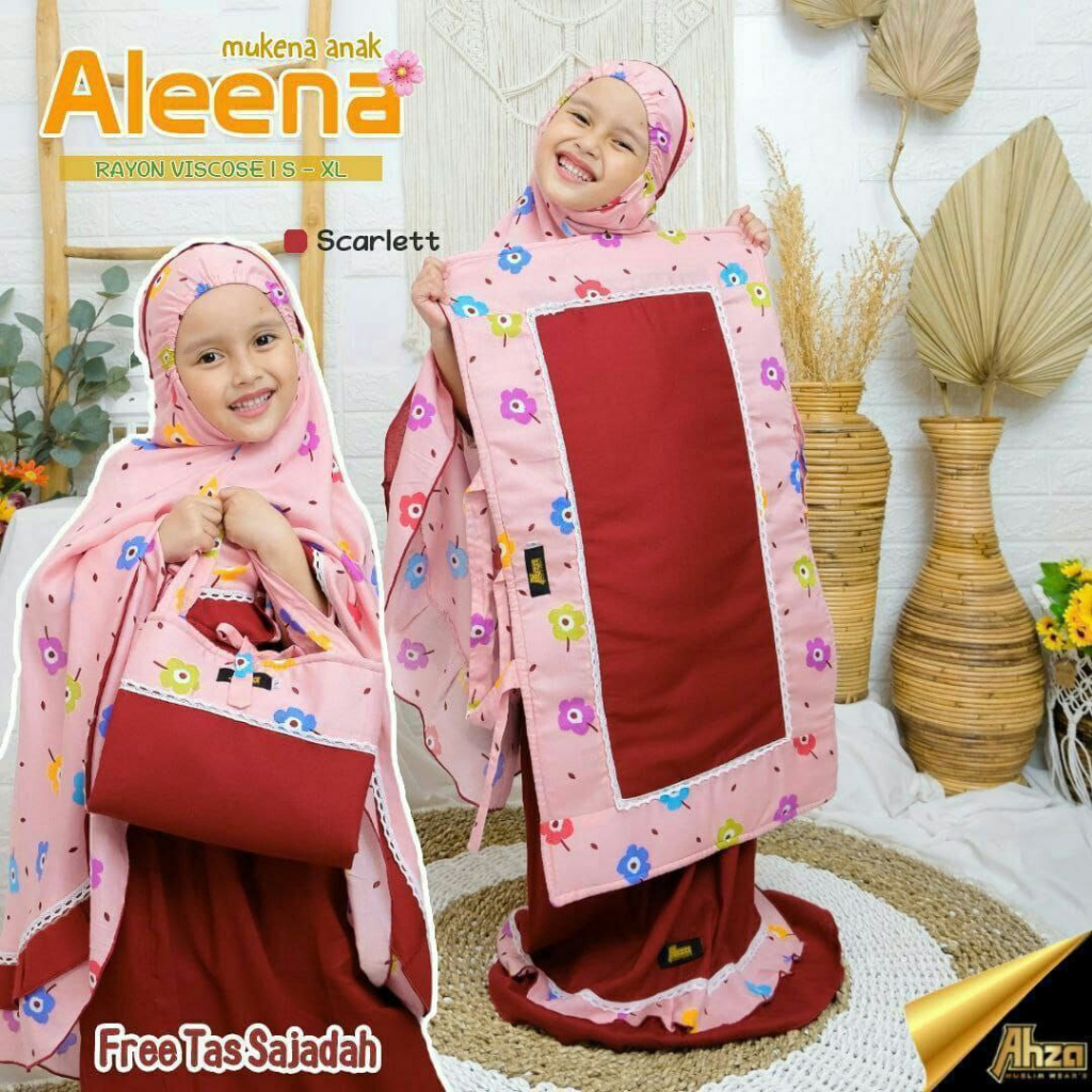 Mukena Kids Aleena bahan rayon viscose by Ahza moslem