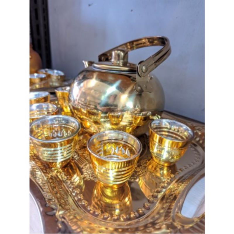 TEKO SATU SET GELAS 12PCS+NAMPAN