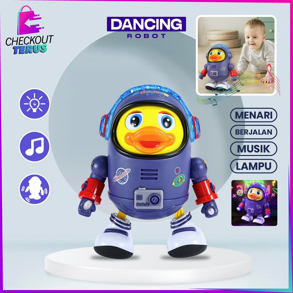 CT M311 Mainan Anak Bebek Astronot Joget Robot Menari dengan Lampu dan Musik Mainan Bebek Luar Angkasa Dancing Robot Joget Space Duck Dance Kids