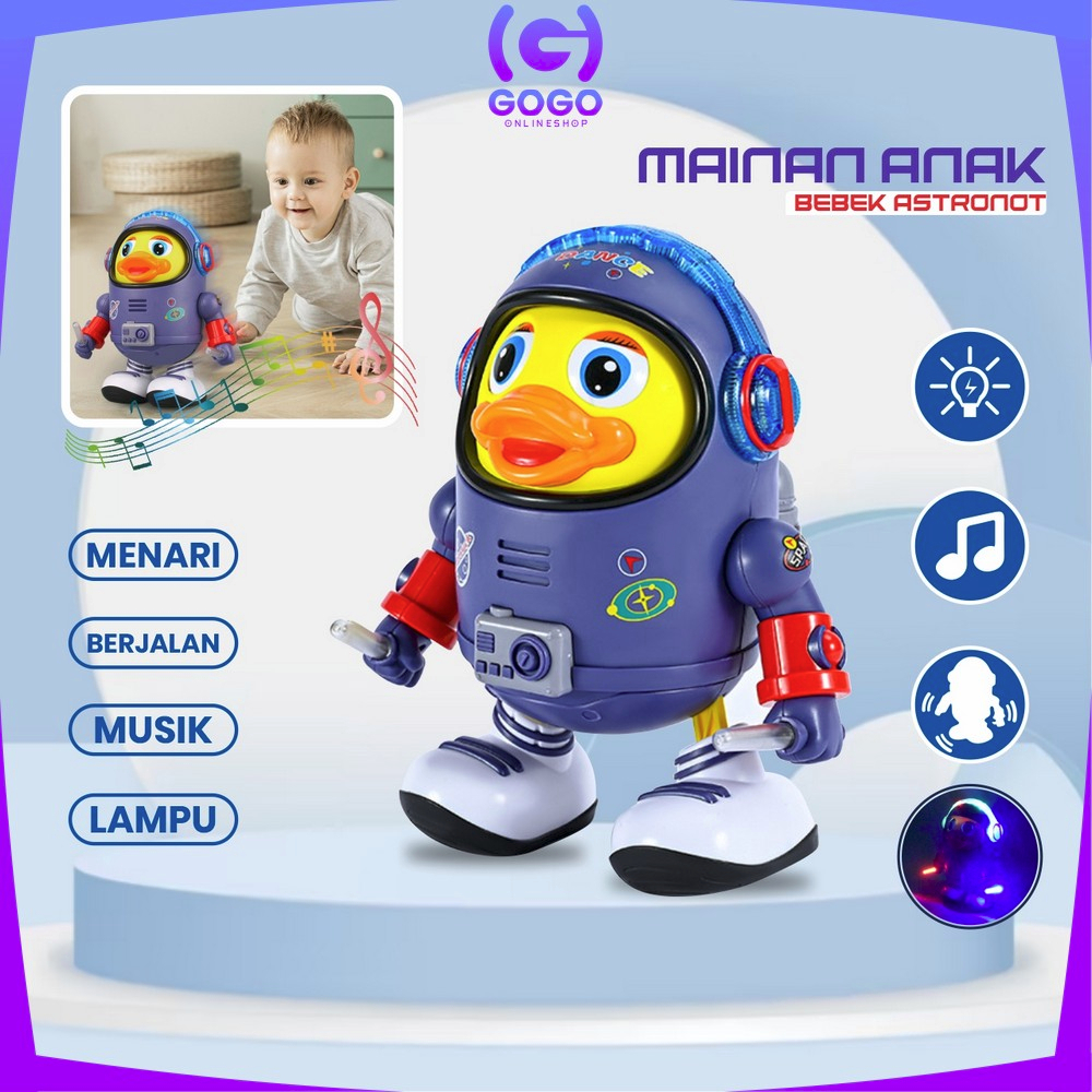 GOGO-M311 Mainan Anak Bebek Astronot Joget Robot Menari Ada Lampu + Musik / Dancing Robot Joget Space Duck Dance Kids / Mainan Bebek Luar Angkasa