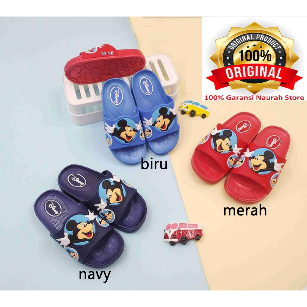 Sandal Slop Mickey Dan Spiderman Full Rubber Karet import Lentur Empuk