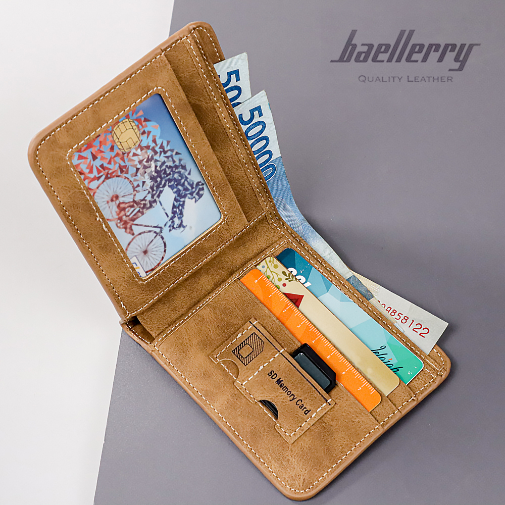 Rhodey Baellerry Dompet Kulit Pria Bahan Nubuck Model Horizontal - D1166 - OMFH37BR Brown