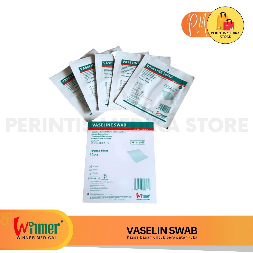 [Box] Winner Vaselin Swab 10x10cm Isi 10 Pcs l Kassa Basah Untuk Perawatan Luka l Kasa