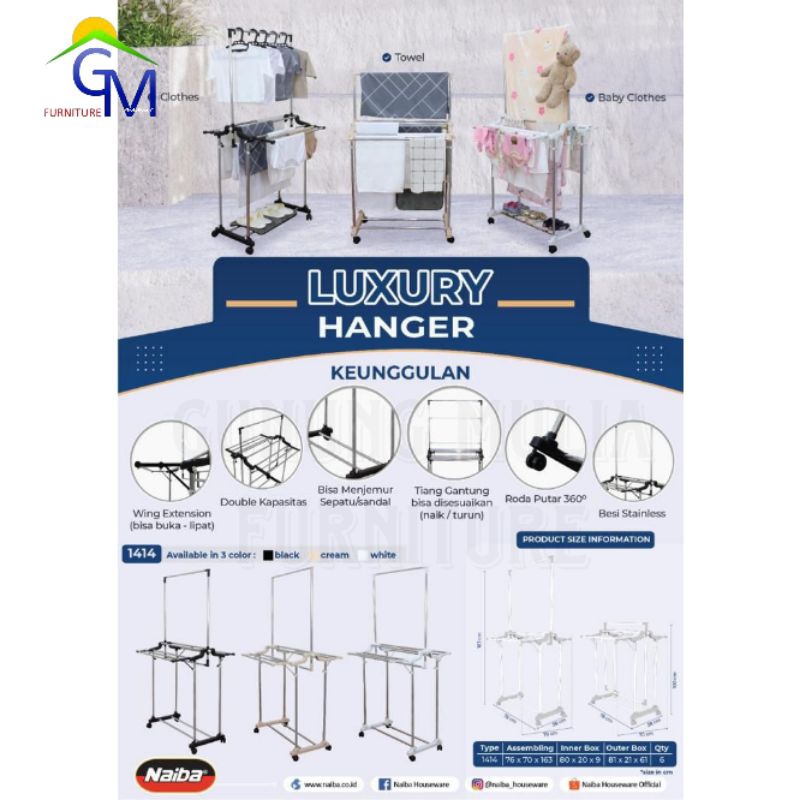 Jemuran Luxury Hanger Merk Naiba