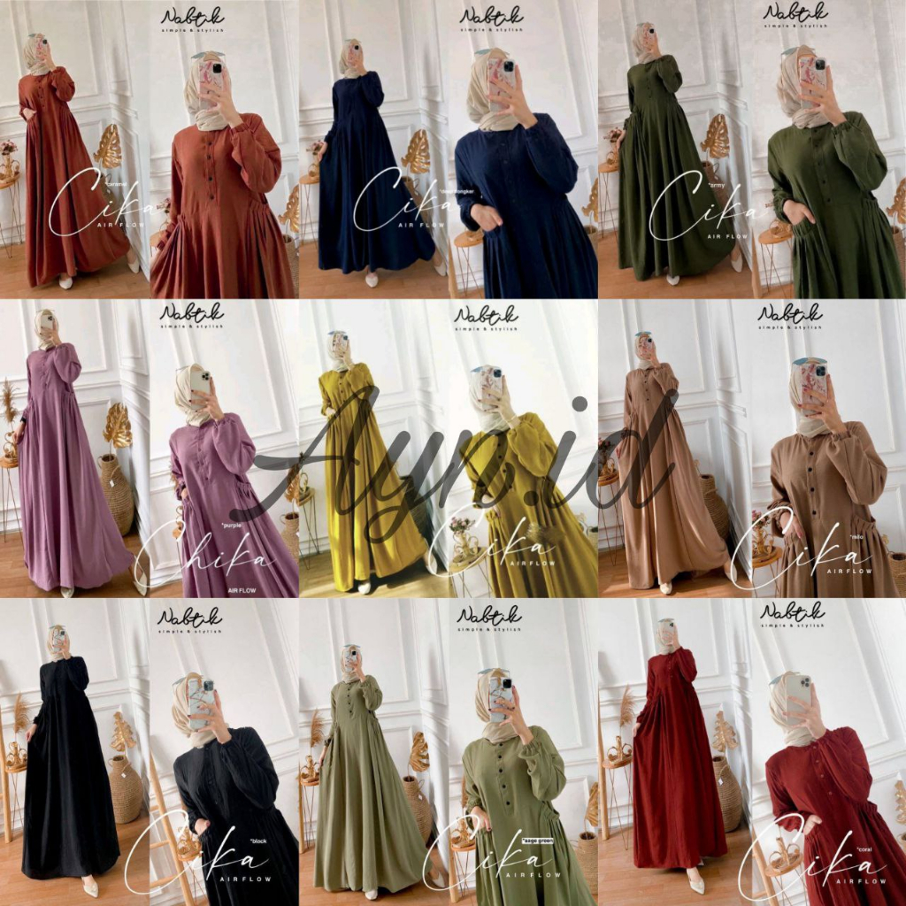 BAJU GAMIS WANITA CRINKLE PREMIUM CIKA// MAXY CHIKA DRESS KEKINIAN// GAMIS POLOS VIRAL