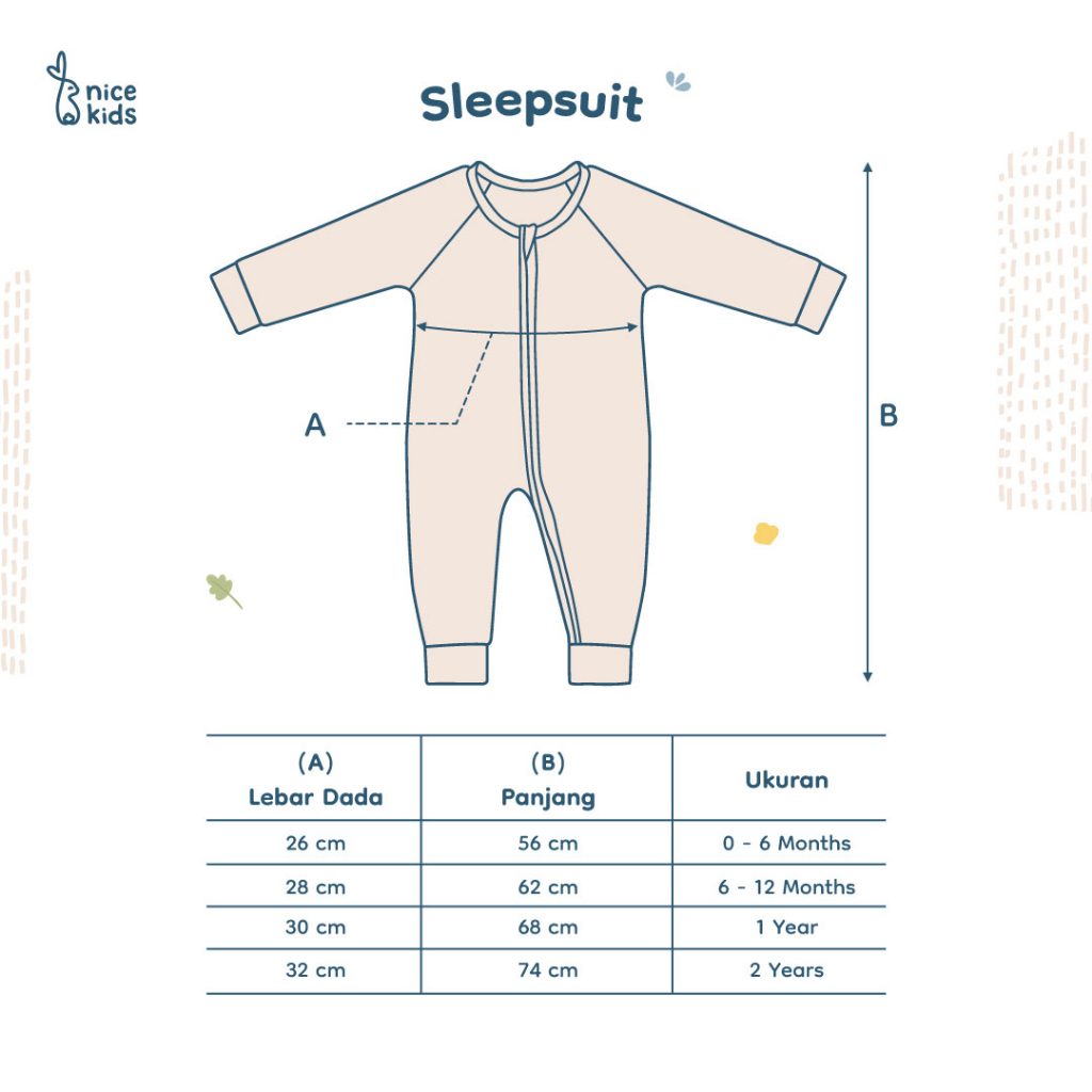 Nice Kids - Sleepsuit Baby Newborn (Baby Bayi Piyama Pakaian Tidur Romper Onesies Jumper Anak 0-2 Tahun)