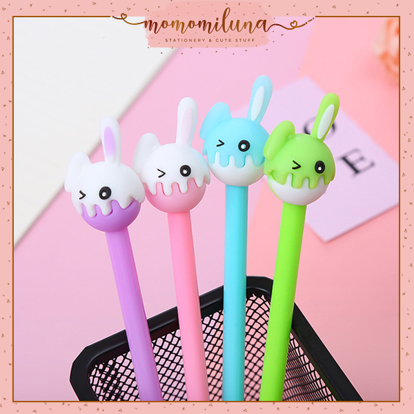 

Pulpen karakter kelinci lucu cute melted rabbit bunny kawai tinta gel hitam souvenir murah