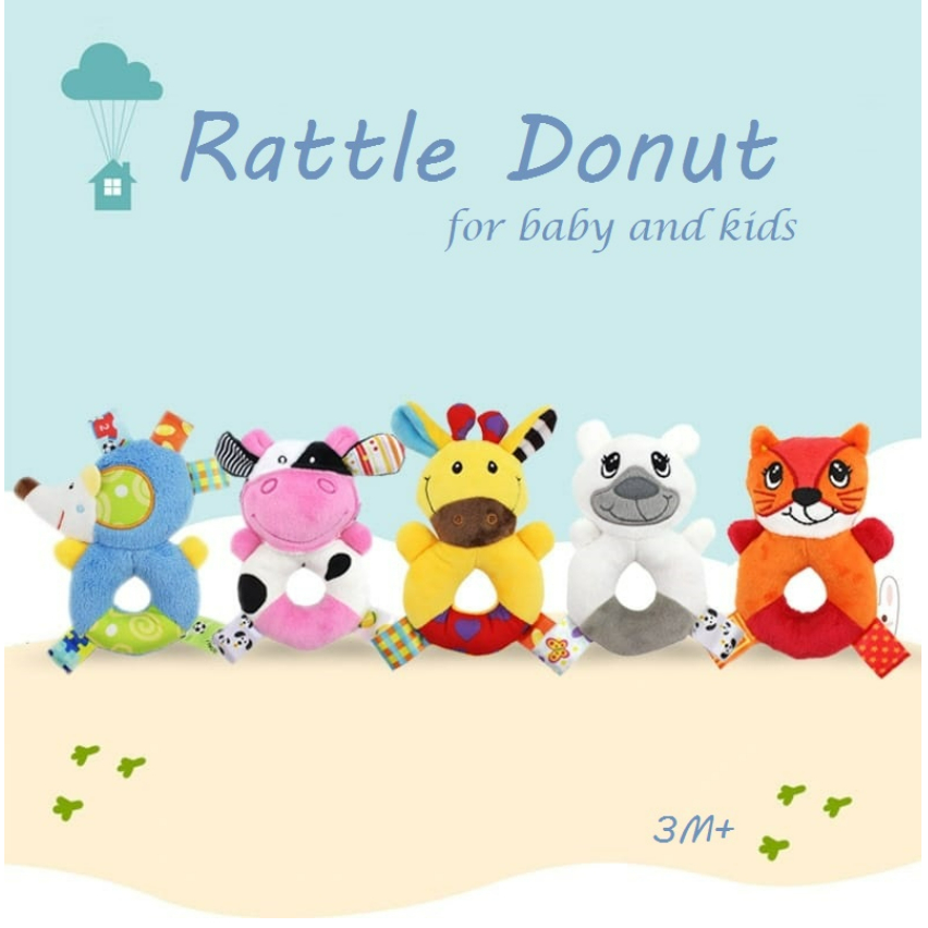 Rattle Donut Animal Baby  / Rattle Plushie Dolery / Mainan Tangan Bayi CBKS VC