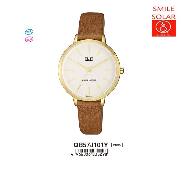 Jam Tangan Wanita Stylist Casual Kulit Leather Analog Original Q&amp;Q QnQ QQ QB57 QB57J Series