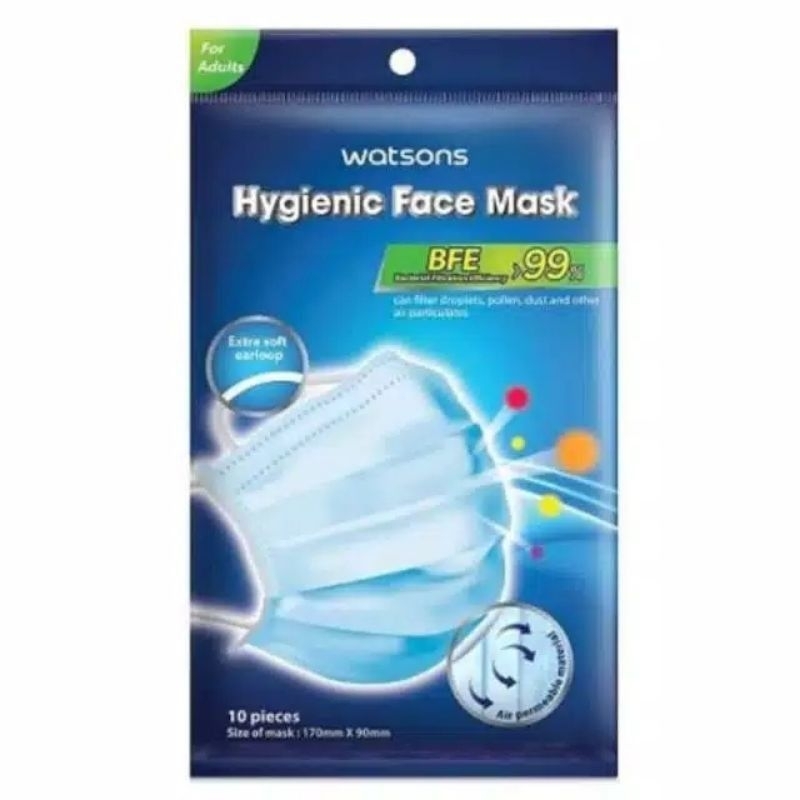 Watsons Hygienic Face Mask 10pcs 3PLY