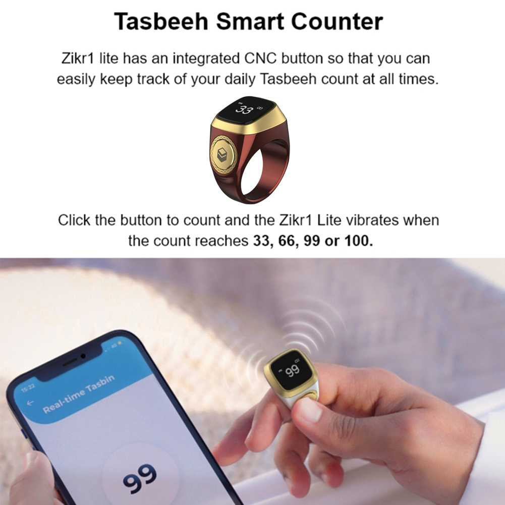 Cincin Tasbih Digital Dzikir Penanda Waktu Sholat OLED Display F01